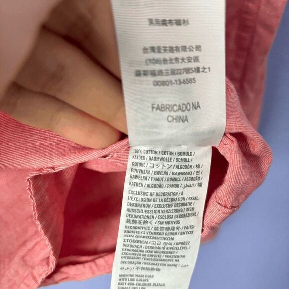 Mens Hollister Button Up Shirt Red/Pink Solid Long Sleeve 100% Cotton 00s Preppy - Picture 6 of 7